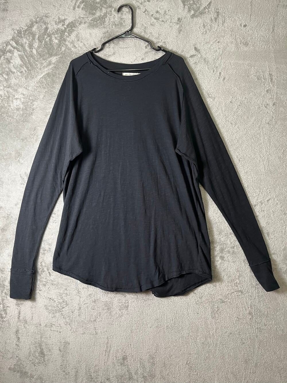 Free People Arden Tee Black Oversized Long Sleeve Tunic Tee Size Medium New